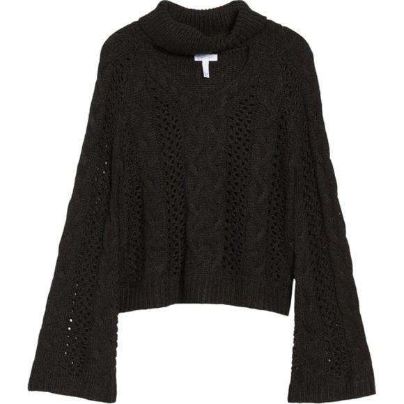 Black Leith Choker Cable Knit Sweater - Women’s Medium NWT Nordstrom - Picture 1 of 12